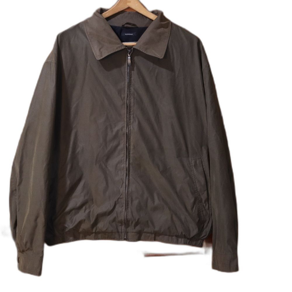 Claiborne Brown Grunge Bomber Jacket with Classic Collar and Ribbed Cuffs 3X